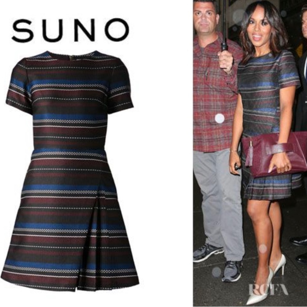SUNO Striped A-line Dress